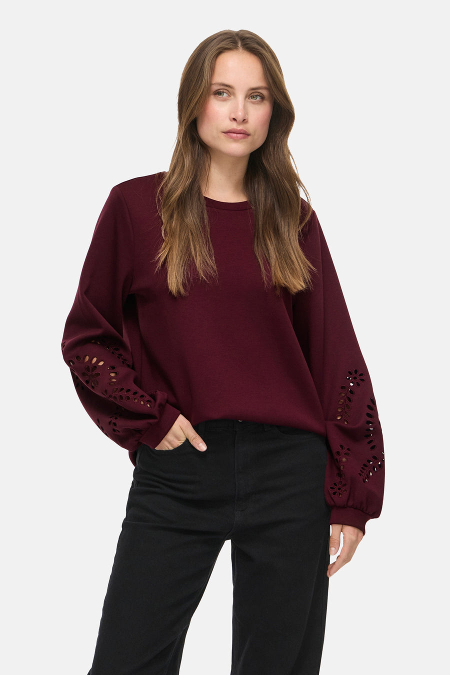Sweat col O - Bordeaux