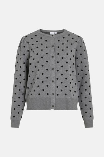 Gilet gris de Vila avec des taches noires et une fermeture à boutons.