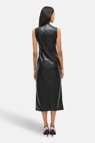 Robe sans manches noire de VILA®, vue de derrière avec un col haut et une fermeture éclair invisible.