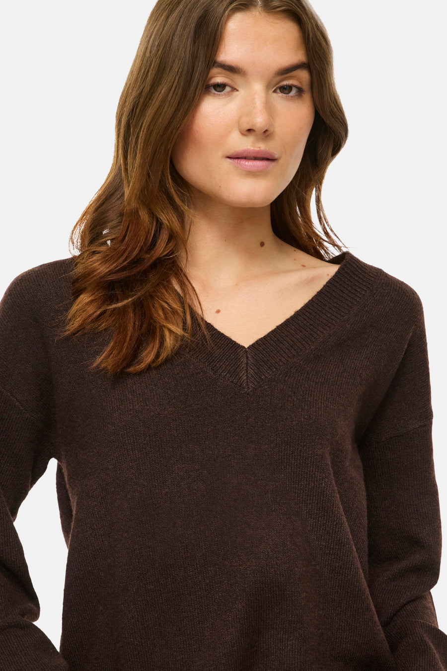 Pull col V - brun