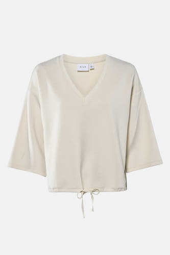 Gilet beige de VILA avec des manches courtes et une ceinture à la base.