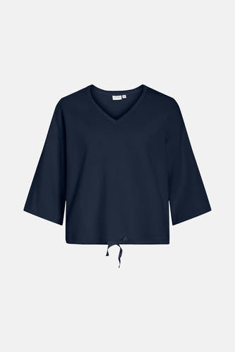 Gilet bleu de VILA®, avec col V et détail en tricot à la base.