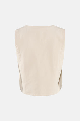 Gilet sans manches beige clair de VILA® avec une subtile texture sergée, vue de dos.