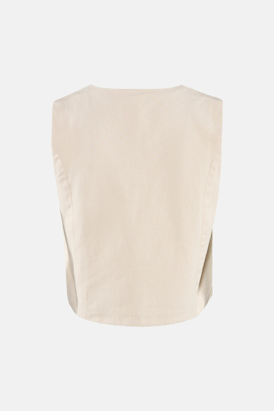 Gilet sans manches beige clair de VILA® avec une subtile texture sergée, vue de dos.