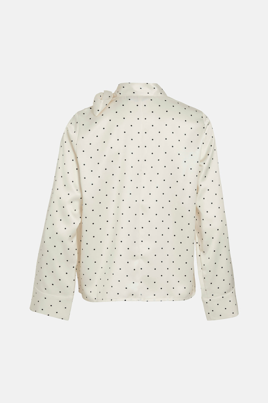 Blouse écru à manches longues de Vila, avec un motif à pois intégral et un nœud au col.
