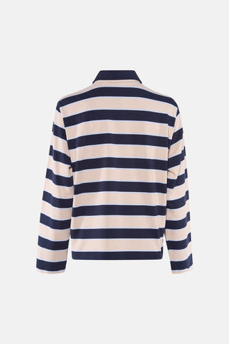Sweater rayé bleu de Vila, avec des manches longues et un col rond.