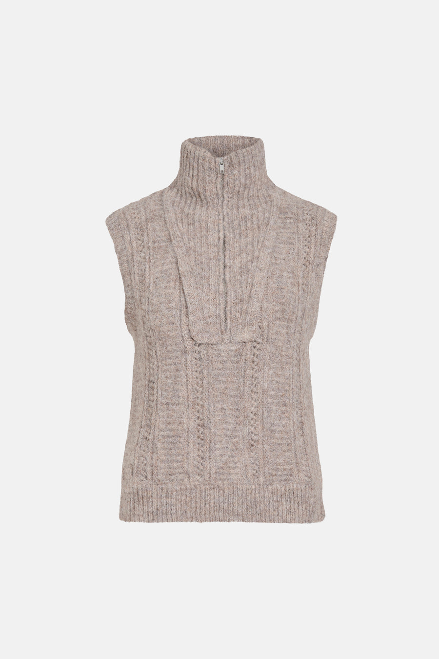 Dames tops pull zonder mouw - Natural Melange