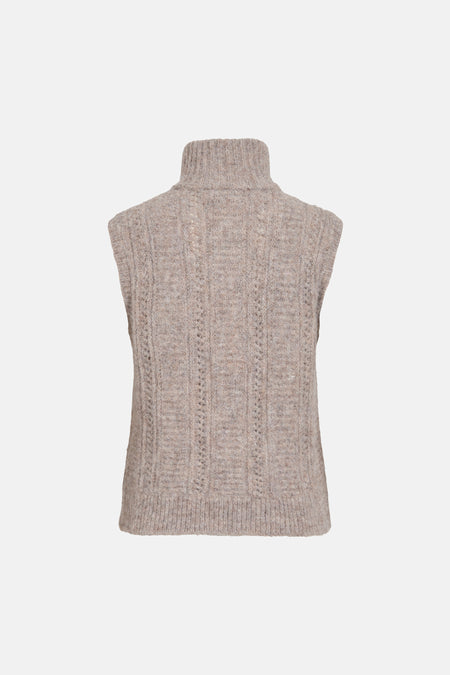 Dames tops pull zonder mouw - Natural Melange