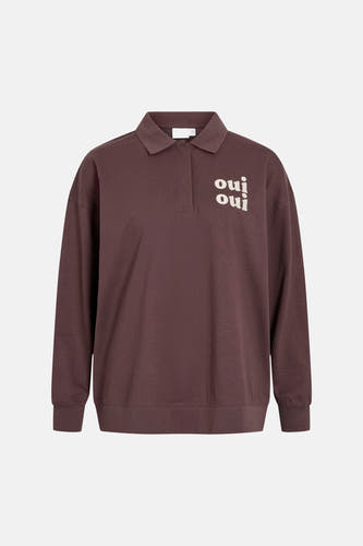 Sweat col O - brun