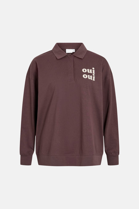Sweat col O - brun