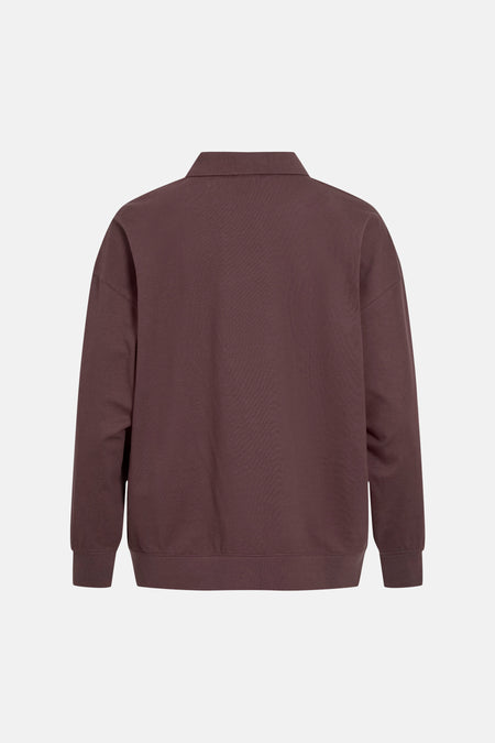 Sweat col O - brun