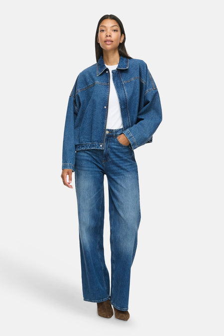 Bomber - mid blue denim