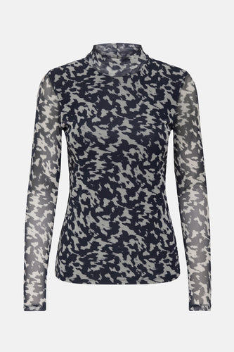 Langemouwtop met luipaardprint.