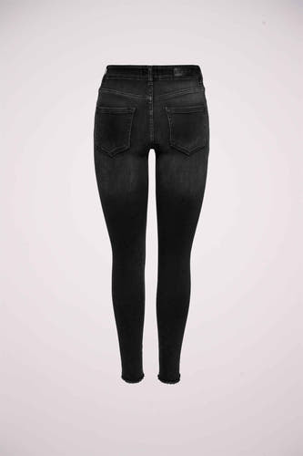 Jean skinny noir de ONLY, avec une taille haute et un ourlet froncé à l'arrière.