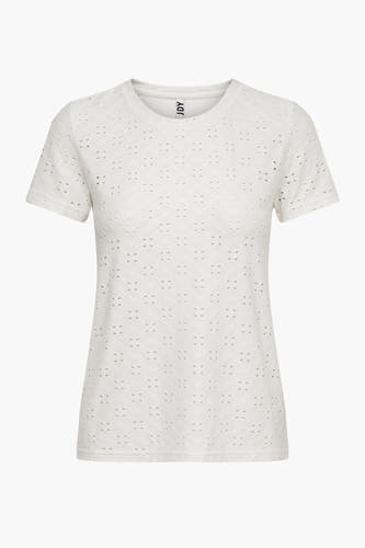 T-shirt blanc de JDY, avec des manches courtes et un motif ajouré.