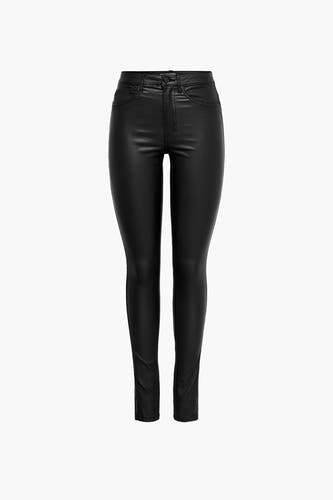 Pantalon noir de ONLY, couleur unie et fabriqué en cuir synthétique.