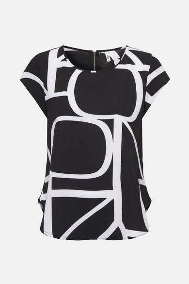 Blouse noire à manches courtes de ONLY, avec un grand motif de logo blanc.