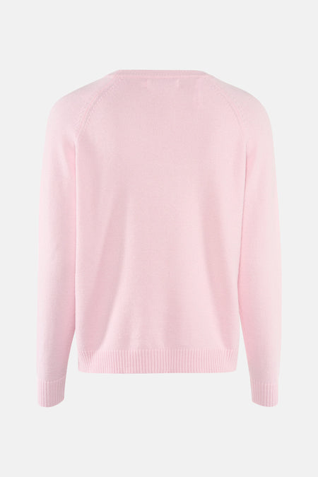 Roze trui met ronde hals van ONLY®, achterkant weergegeven.