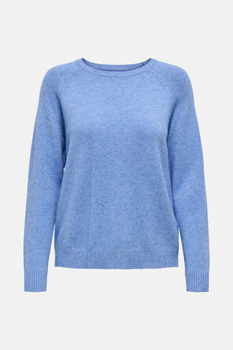 Pull bleu à col rond de ONLY, avec une texture en maille fine et des manches longues.