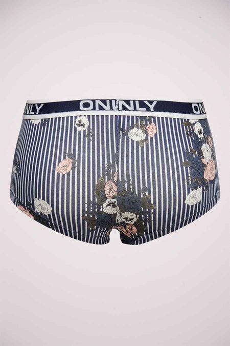 Boxau de shorty boxers ONLY, avec des rayures verticales et un motif floral.