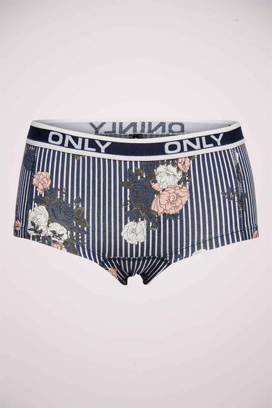 Boxau de shorty boxers ONLY, avec des rayures verticales et un motif floral.