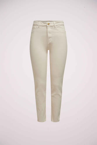 Jean mom beige ONLY, couleur unie et détails de denim classiques.