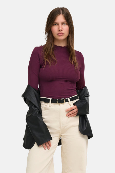 Pull col O - Bordeaux