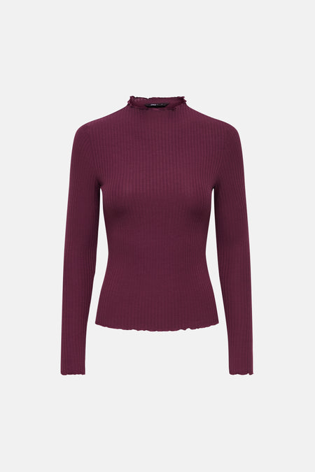 Pull col O - Bordeaux