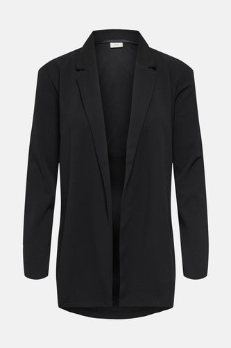 Zwarte blazer zonder sluiting.