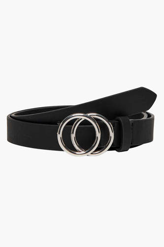 Ceinture noire ONLY, avec une boucle double couleur argent.