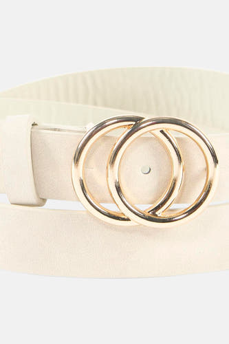 Ceinture beige ONLY® avec double boucle dorée.
