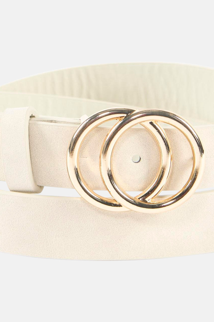 Ceinture beige ONLY® avec double boucle dorée.