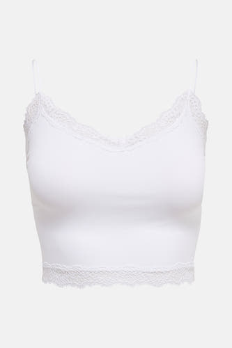 Gaine blanche ONLY® avec bords le long de la ligne du cou et du bas.