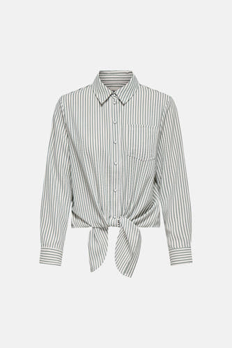 Meerkleurig overhemd met lange mouwen van ONLY, gestreept en geknoopt aan de voorkant met borstzak.
