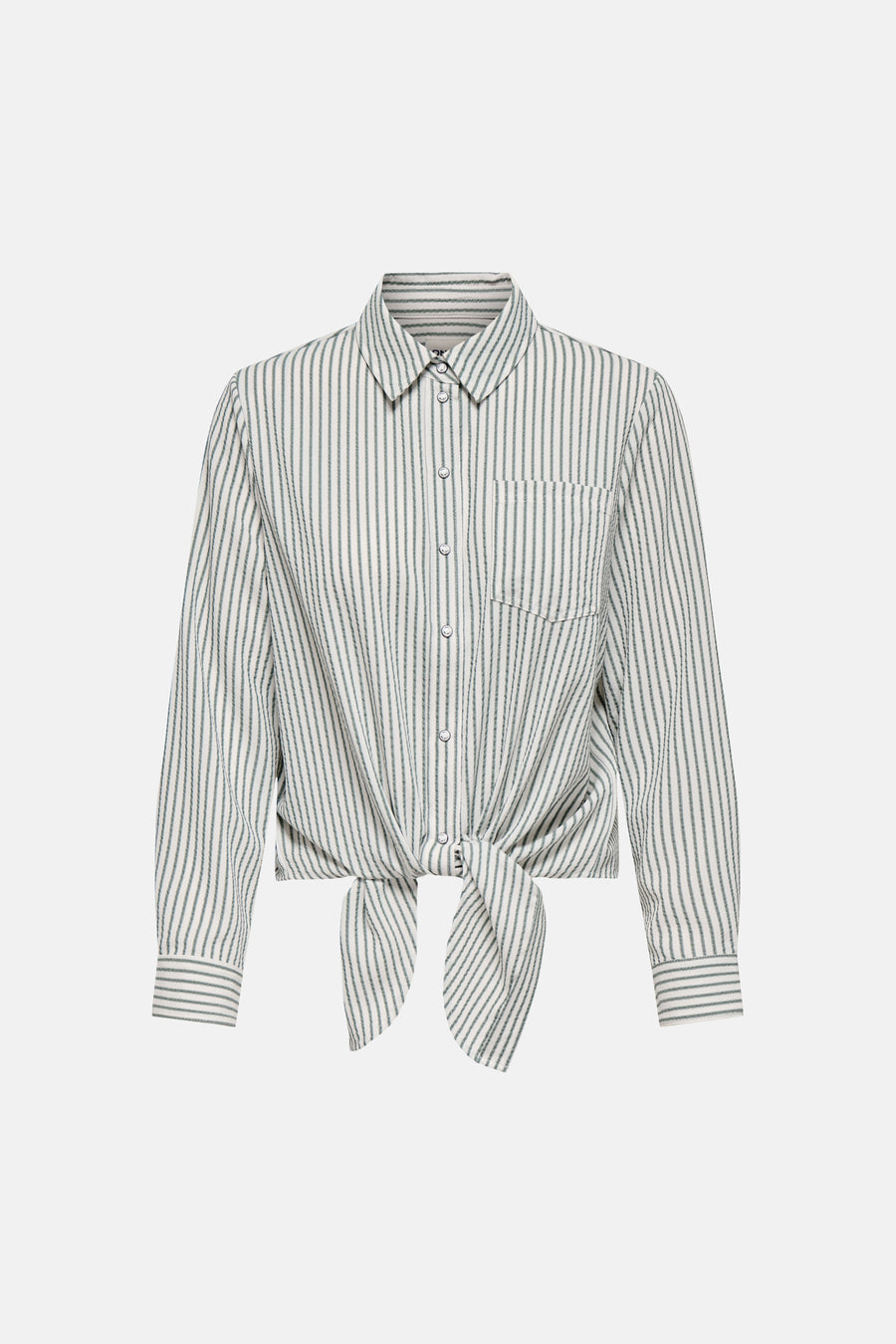 Meerkleurig overhemd met lange mouwen van ONLY, gestreept en geknoopt aan de voorkant met borstzak.
