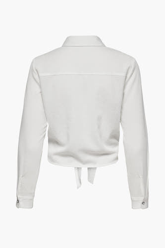 Chemise écru à manches longues d'ONLY, avec une texture subtile et un détail de ruban à l'arrière.