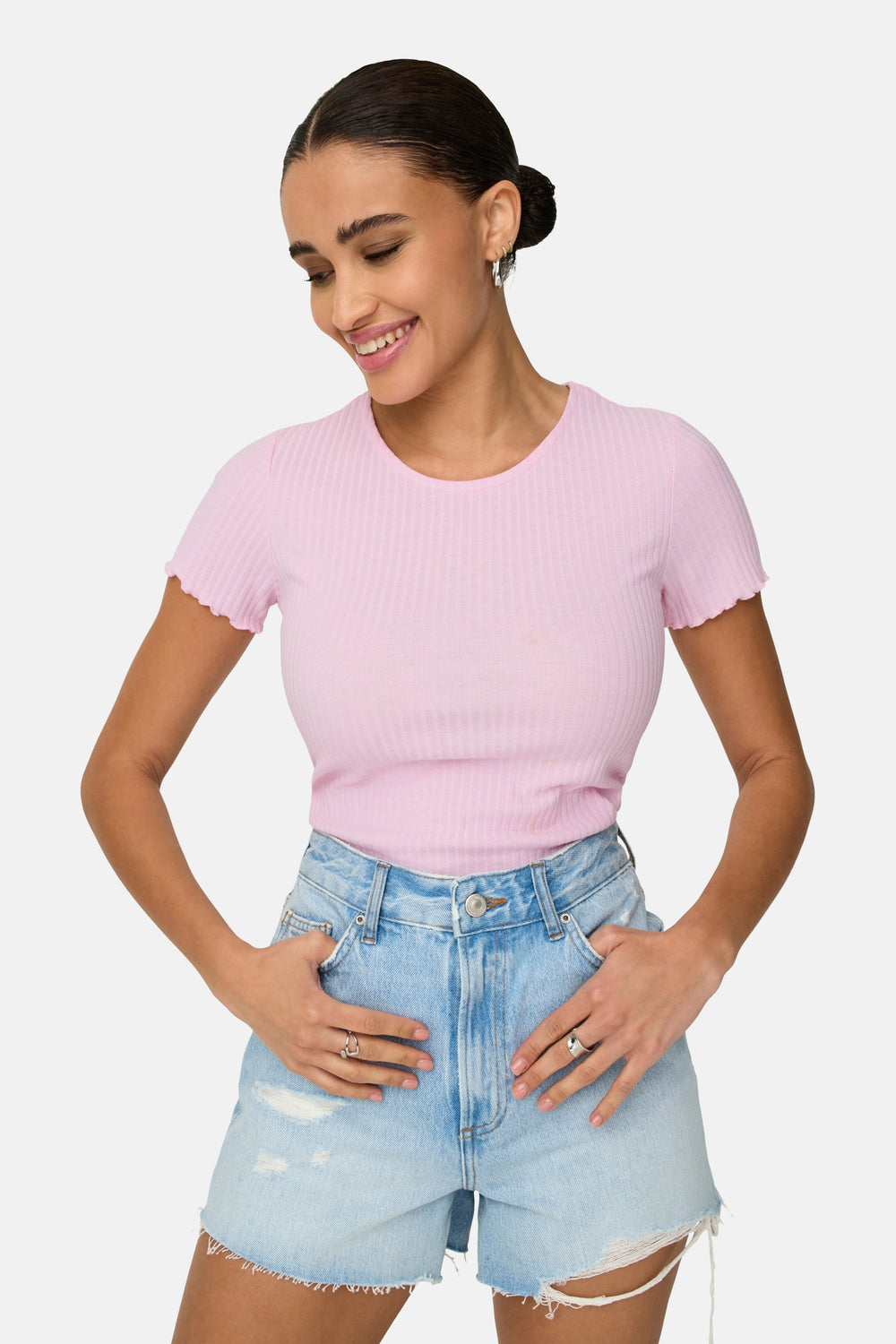 Top uni manche courte Rose - ONLY®