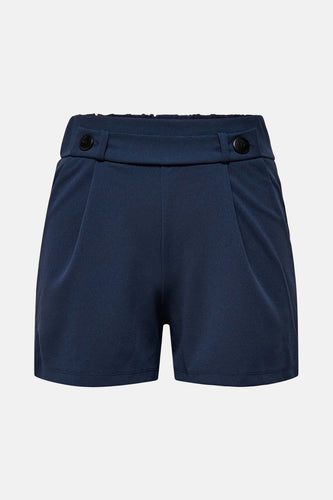 Marineblauwe shorts met knopen.