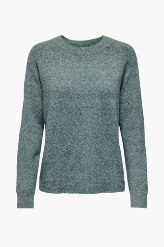 T-shirt bleu avec col rond de ONLY, en tissu finement tricoté et d'un design uni.