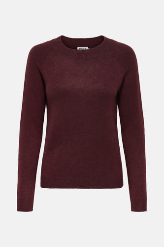Gilet de Bordeaux avec col rond ONLY, tricoté uni et longues manches.