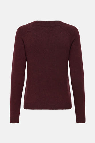 Sweat-shirt bordeaux avec col rond de ONLY, tricoté en fil droit et manches longues.