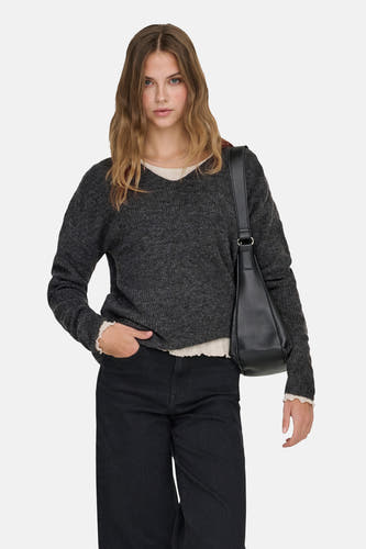 Pull à col en V - gris