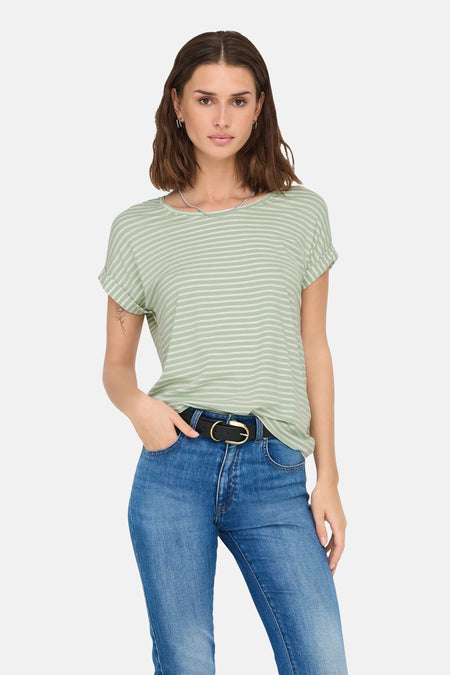 ONLMOSTER STRIPE S/S O-NECK TOP JRS NOOS