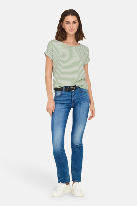 ONLMOSTER STRIPE S/S O-NECK TOP JRS NOOS