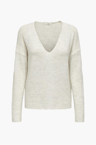 Pull blanc à col V de JDY, avec des manches longues et une fine texture tricotée.