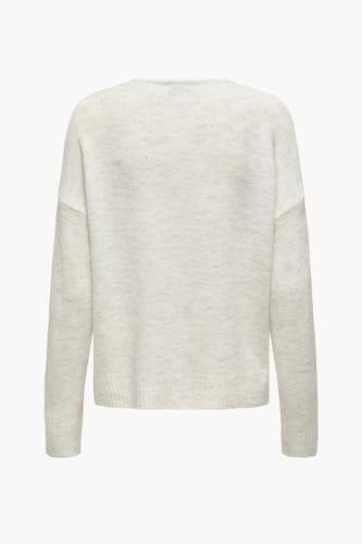 Pull-over blanc avec col rond de JDY, en tissu doux et longs manches.