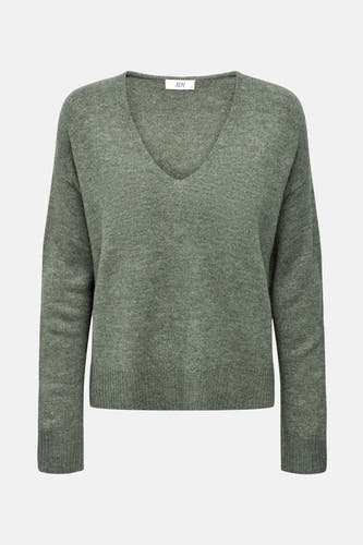 T-shirt vert avec col rond de JDY, avec une fine structure en bretelles et des longues manches.