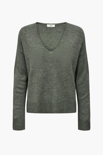 T-shirt vert avec col rond de JDY, avec des manches longues et une fine texture tricotée.