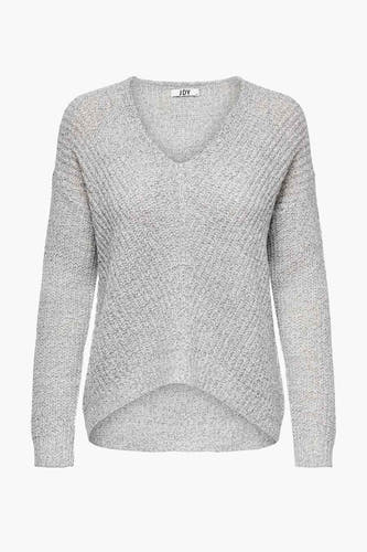 T-shirt blanc à col V de JDY, avec une texture fine et un motif diagonal subtil.