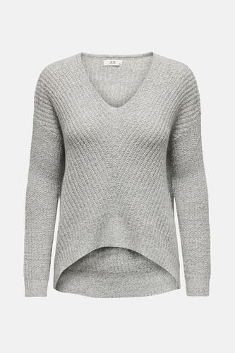 T-shirt blanc à col V de JDY, avec longues manches et dos tombant.